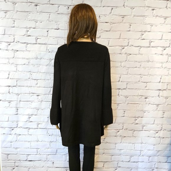 Alfani, Black long sleeve tunic sweater with zipper detail at the cuffs - Picture 7 of 11